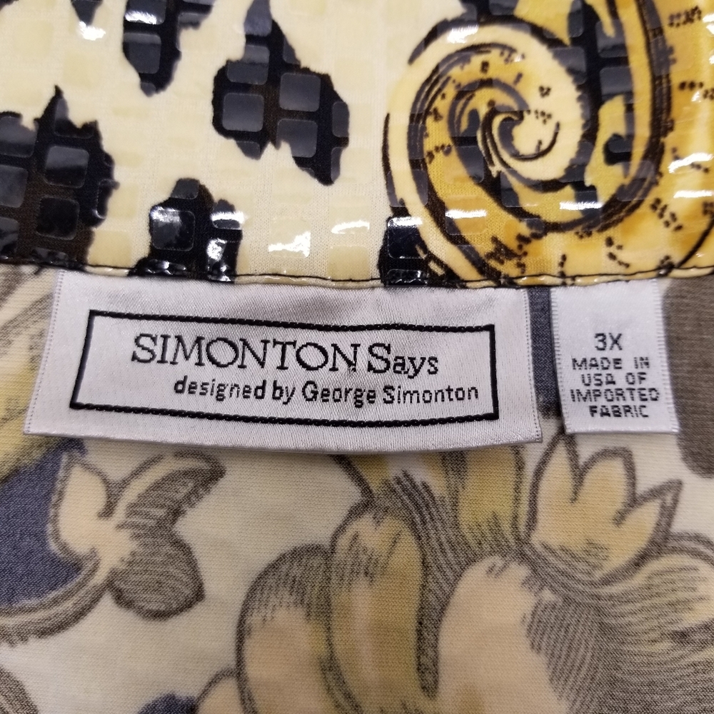 Simonton Says Size 3XL Jacket Long Sleeve Button Down Blue Gold Black Top - Picture 9 of 10